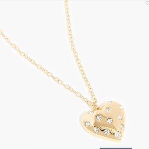 J. Crew Pavé puffy heart pendant necklace, NWT